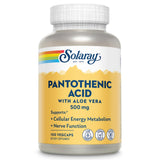 SOLARAY acide pantothénique 500 mg – bouteille, soutien potentiel de l'énergie cellulaire.