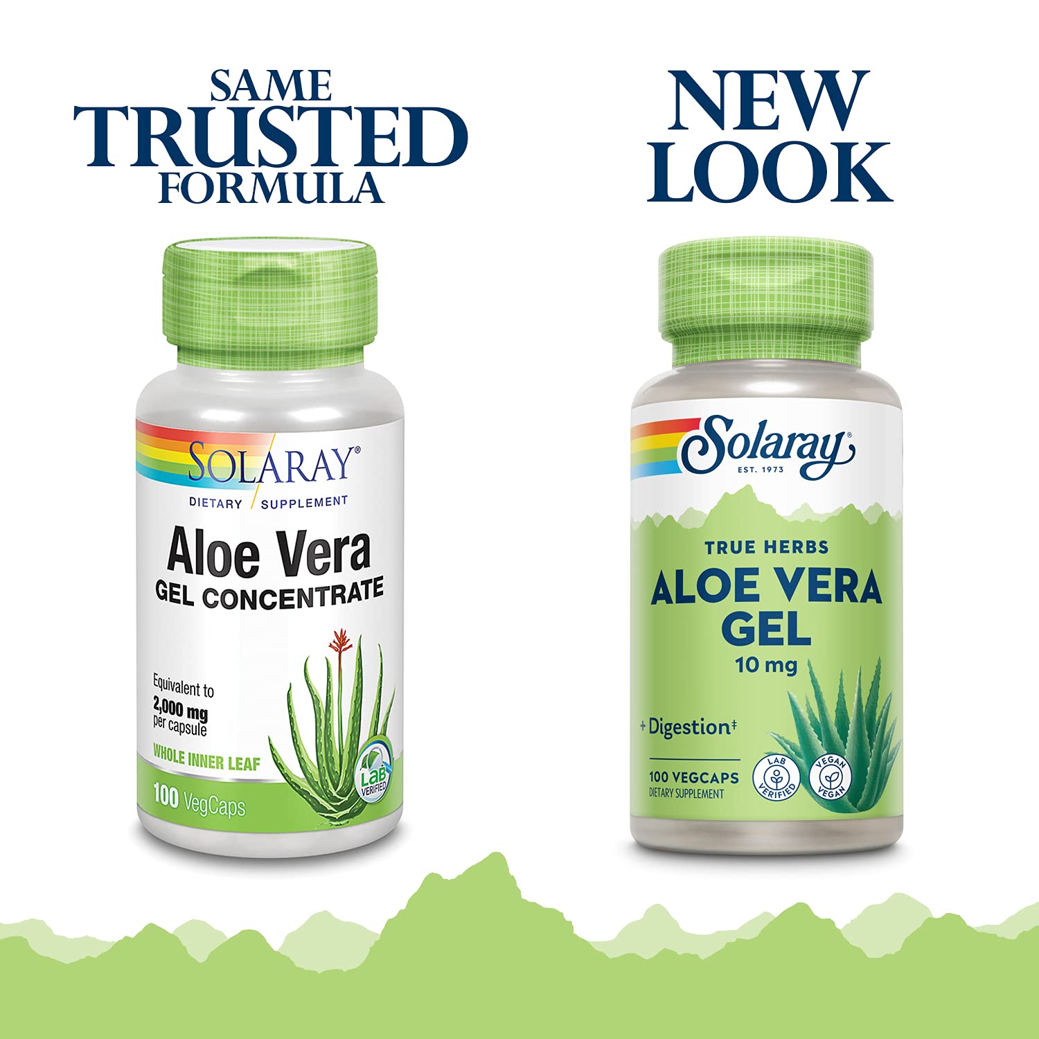 SOLARAY Aloe Vera Gel 2000 mg — capsules végétales faciles à avaler pour routine bien être.