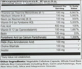 SOLARAY B-Complex 100 mg – tableau des ingrédients, points forts des vitamines B.