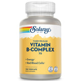 SOLARAY B-Complexe 75 mg : flacon libération temporisée en deux étapes pour disponibilité prolongée.