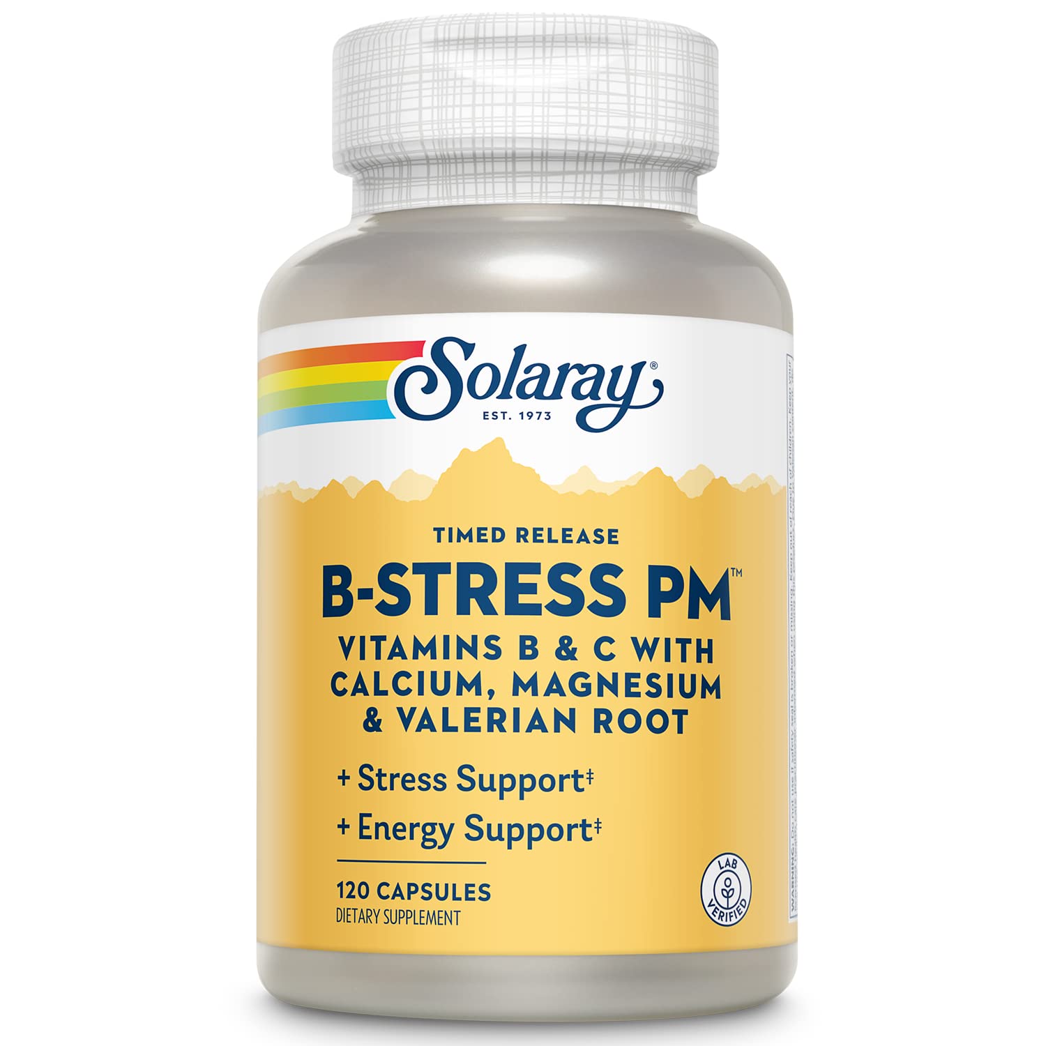 SOLARAY B-Stress P.M. - Bouteille: soutien potentiel au sommeil et détente nocturne.