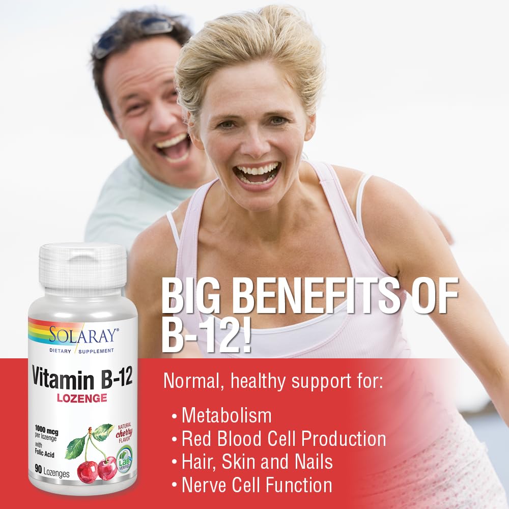 SOLARAY B12 pastilles absorption optimale pour un apport régulier.