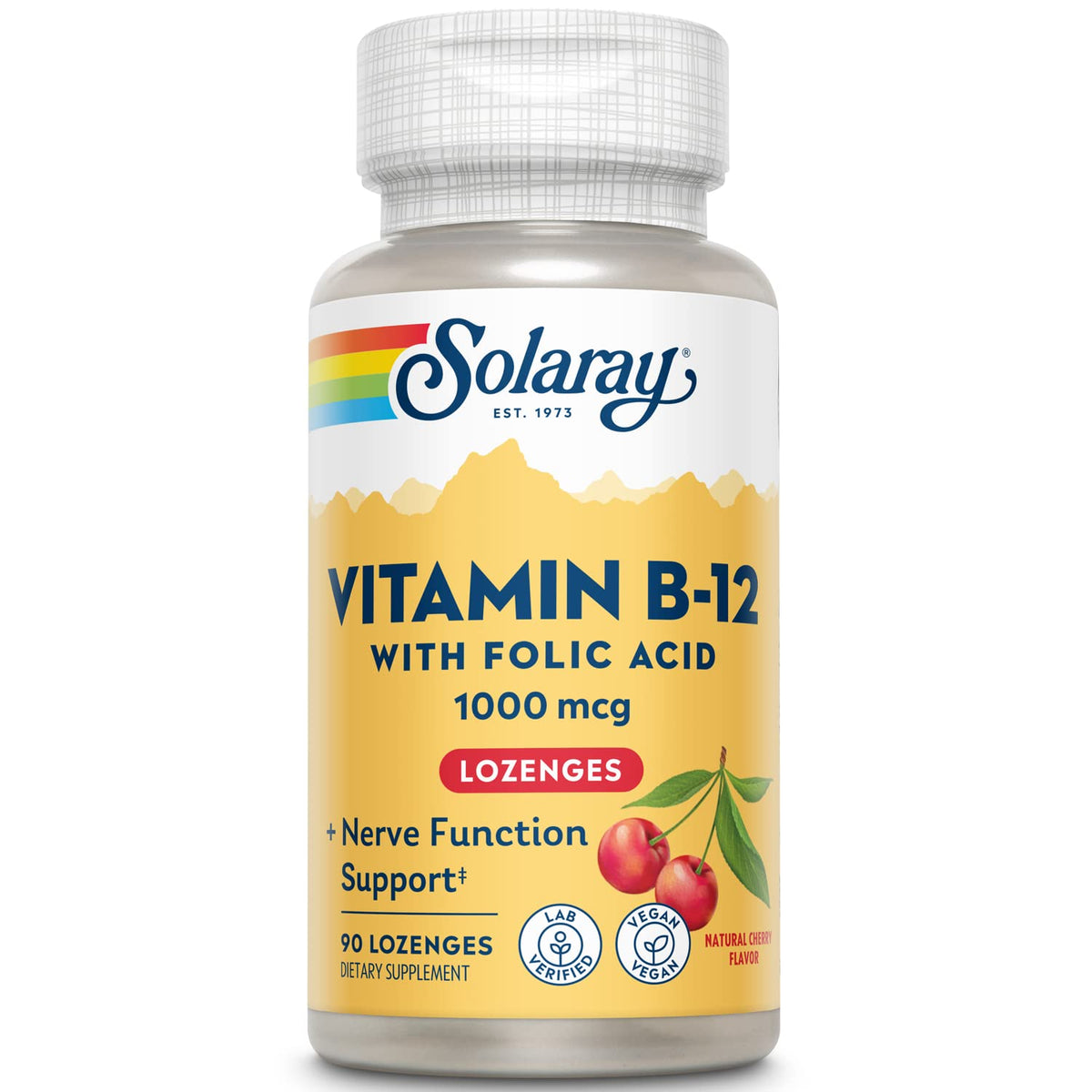 SOLARAY B12 pastilles dans une bouteille 90, énergie quotidienne.