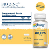 SOLARAY Bio Zinc 15 mg – gélules faciles à avaler, intégration simple au rituel quotidien.