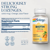 Pastilles SOLARAY Biotin goût orange, douceur utilisable au quotidien.