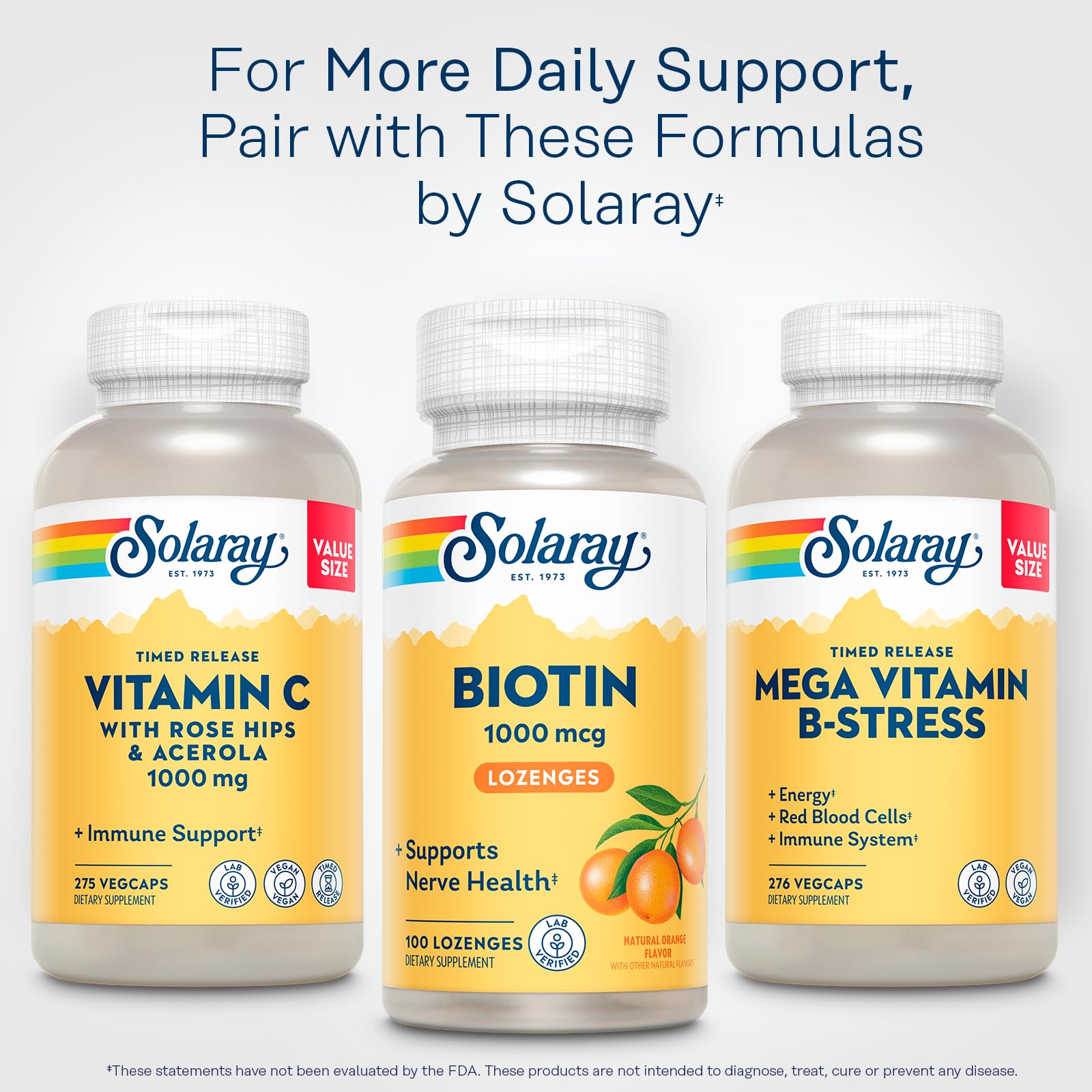 SOLARAY Biotin – usage quotidien facilité pour énergie et bien-être.