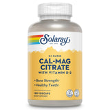 Solaray-bouteille-calcium-magnesium-citrate: soutien des os et des dents grâce au calcium et magnésium.