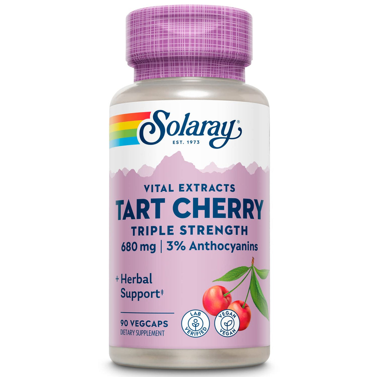SOLARAY Extrait cerise aigre en bouteilles capsules; soutien potentiel au métabolisme de l'acide urique.