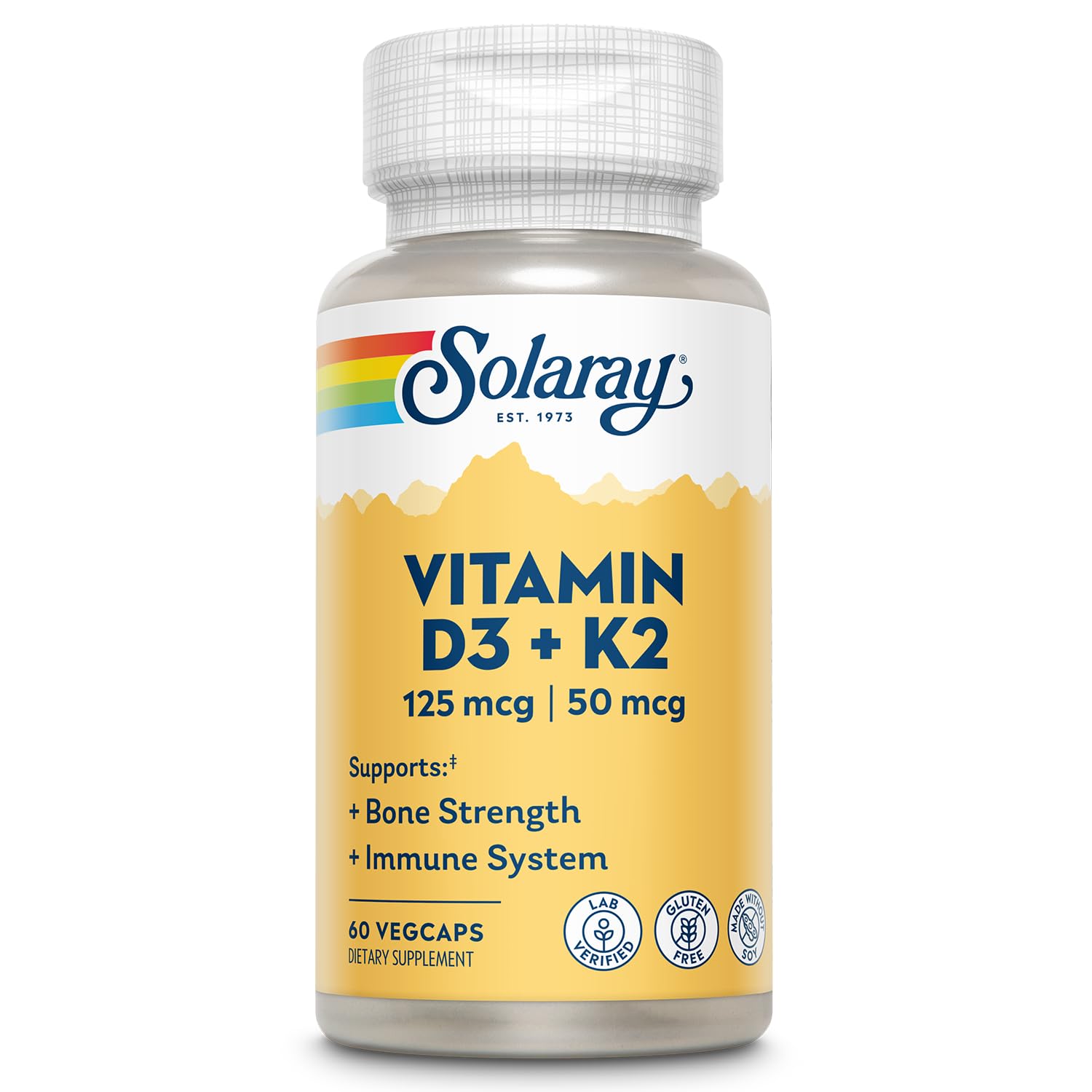 Solaray D3 K2 – bouteille pratique pour le soutien des os et l'immunité