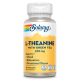 SOLARAY Bouteille L-Theanine 200 mg, pratique et favorise une détente douce.
