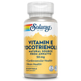 SOLARAY Vitamine E Tocotrienols 50mg: bouteille visible, soutien potentiel à la concentration.