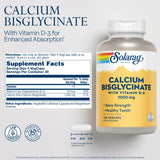 SOLARAY Calcium Bisglycinate 1000 mg - gélules faciles à digérer pour l’assimilation.