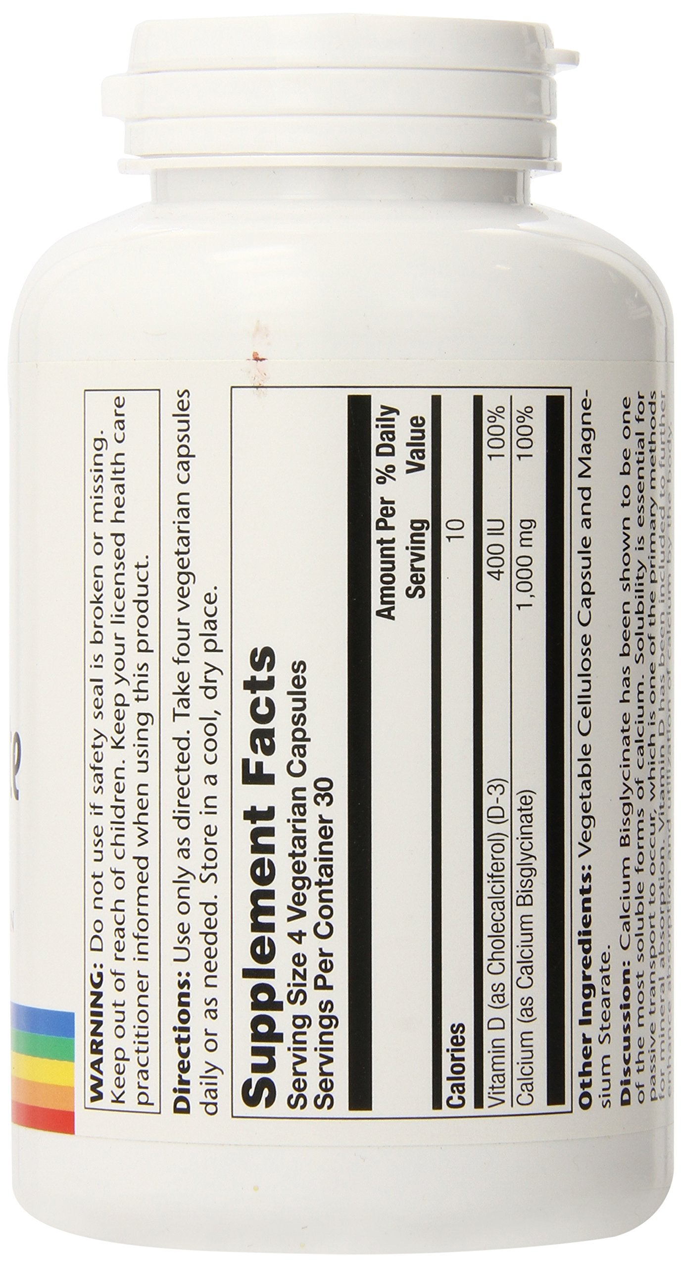 SOLARAY Calcium Bisglycinate 1000 mg - portion quotidienne pratique.