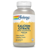 SOLARAY Calcium Citrate D3 dans une bouteille de 240 gélules, soutien potentiel des os.