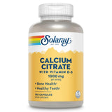 SOLARAY Calcium citrate D3 - Bouteille: soutien des os et dents sain grâce à la vitamine D.