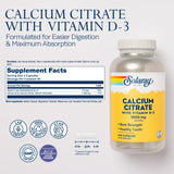 Gélules SOLARAY Calcium Citrate D3, texture douce et absorption potentielle facilitée.