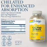 SOLARAY capsules Calcium-Magnésium-Citrate pour muscles et nerfs.