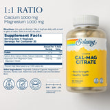Gélules SOLARAY Calcium Magnésium Citrate – absorption potentielle et digestion douce.