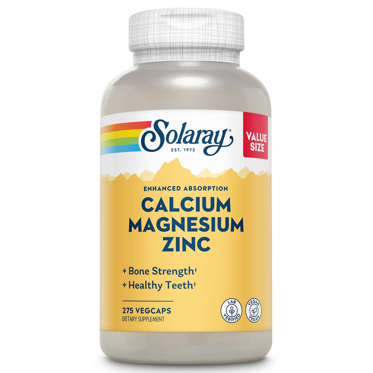 SOLARAY Calcium Magnesium Zinc - bouteille pour le soutien des os et la vitalité