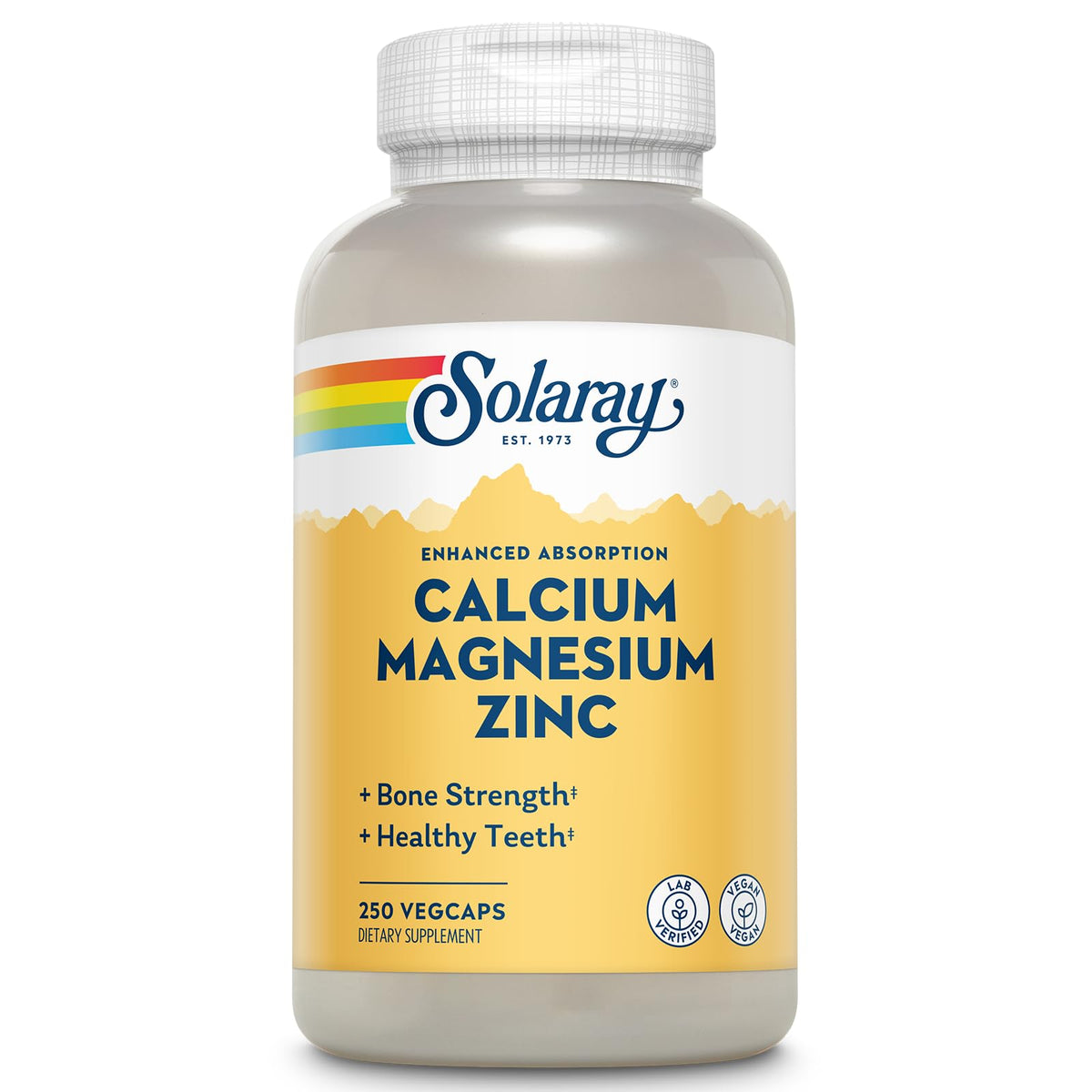 SOLARAY Calcium Magnesium Zinc - bouteille: soutien potentiel pour les os et la fonction musculaire.