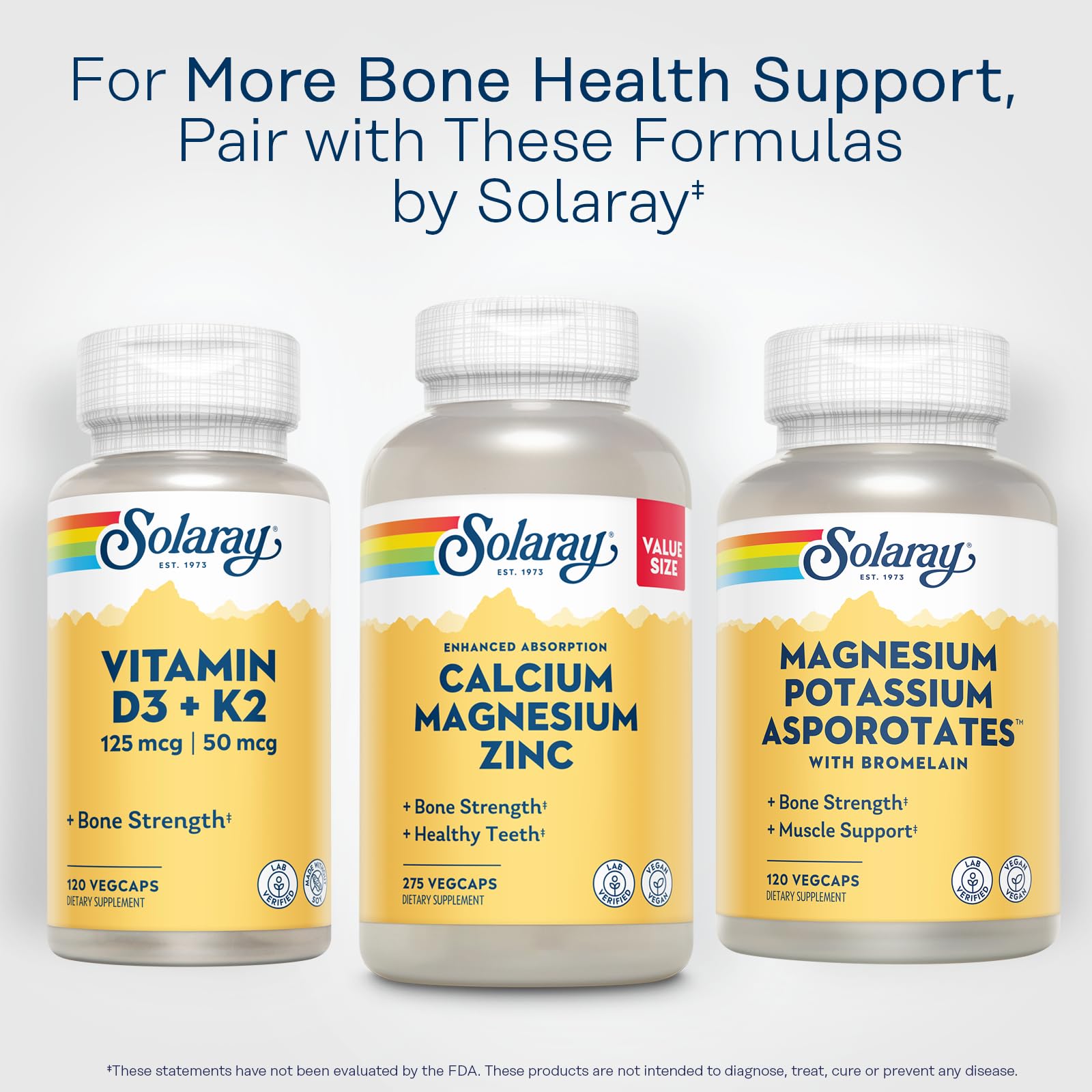 SOLARAY Calcium Magnesium Zinc - garantie 60 jours pour votre tranquillité