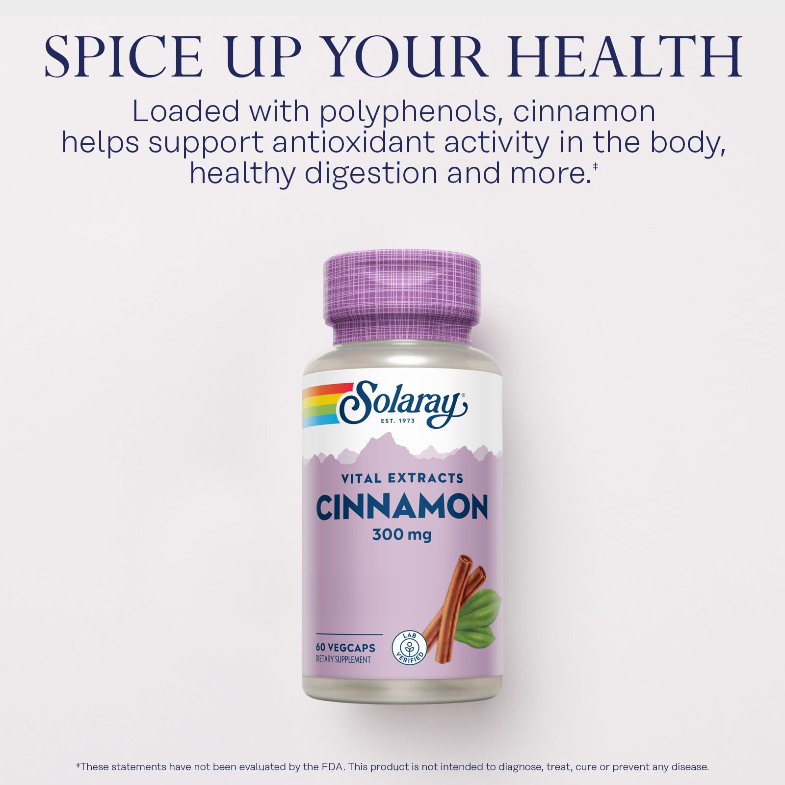 SOLARAY Cannelle Extrait 300 mg – Étiquette et traçabilité visibles de la formule.