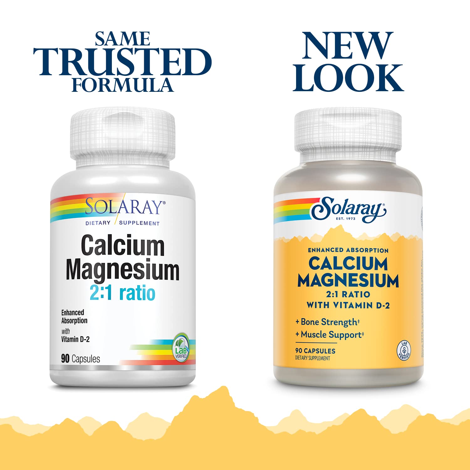 Capsules SOLARAY calcium magnésium D2 chelate: forme pratique pour l'apport quotidien