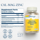 SOLARAY Calcium Magnesium Zinc, capsules, absorption optimale des minéraux.