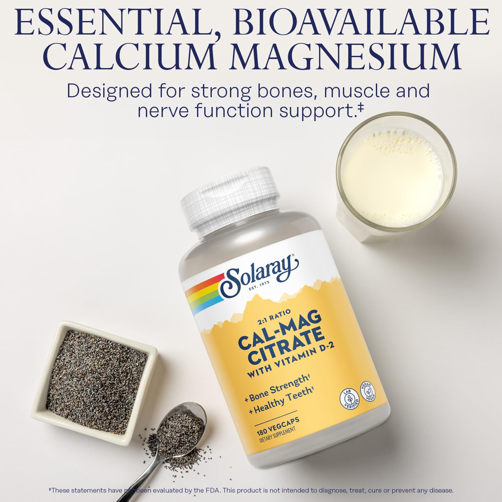 SolaRay capsules calcium magnesium: absorption agréable et routine quotidienne simple.