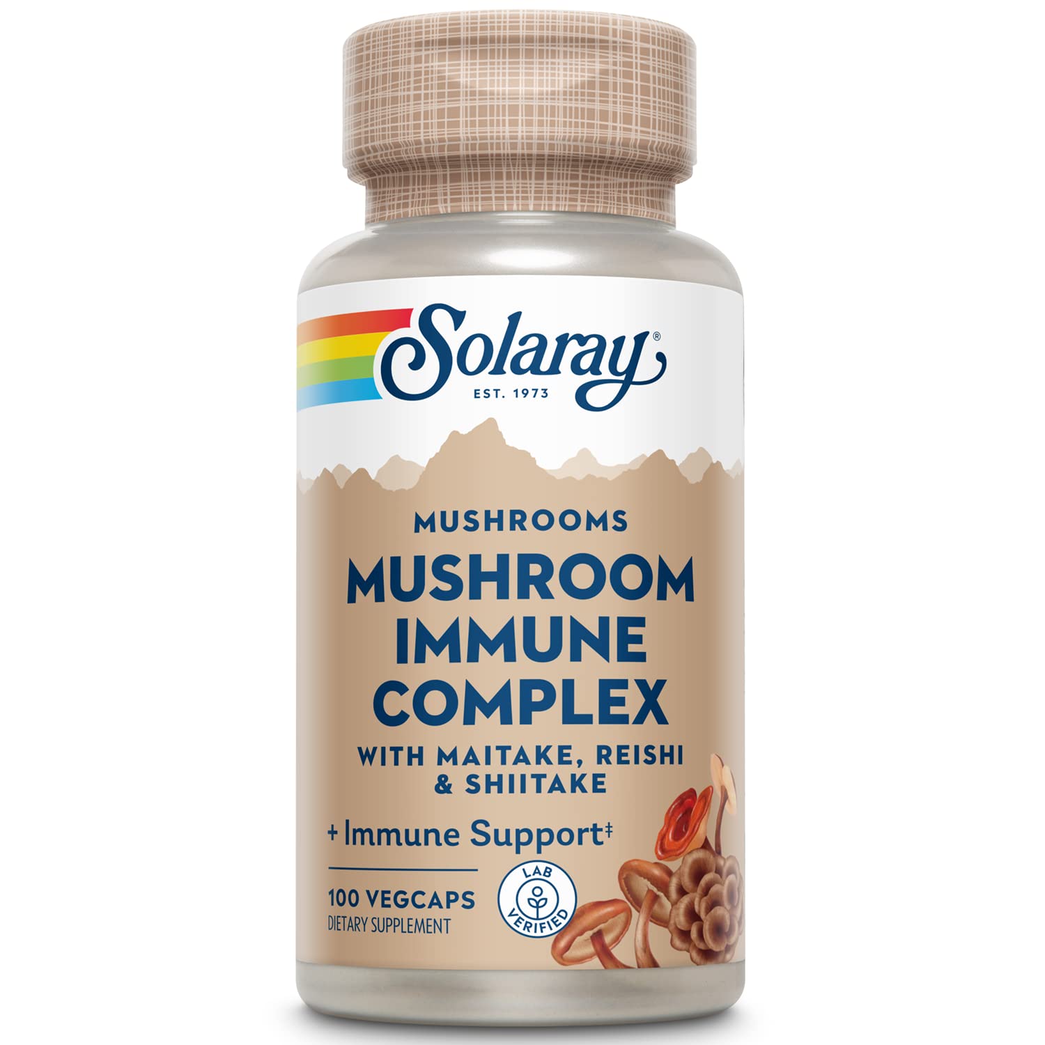 SOLARAY capsules triple champignons, soutien immunitaire potentiel au quotidien.