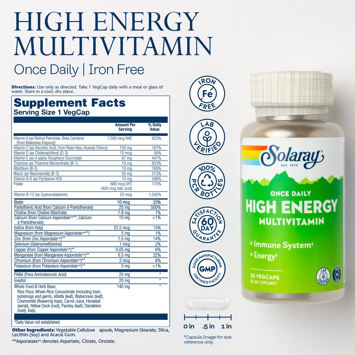 SOLARAY capsules multivitamine végétariennes : faciles à avaler dans la routine