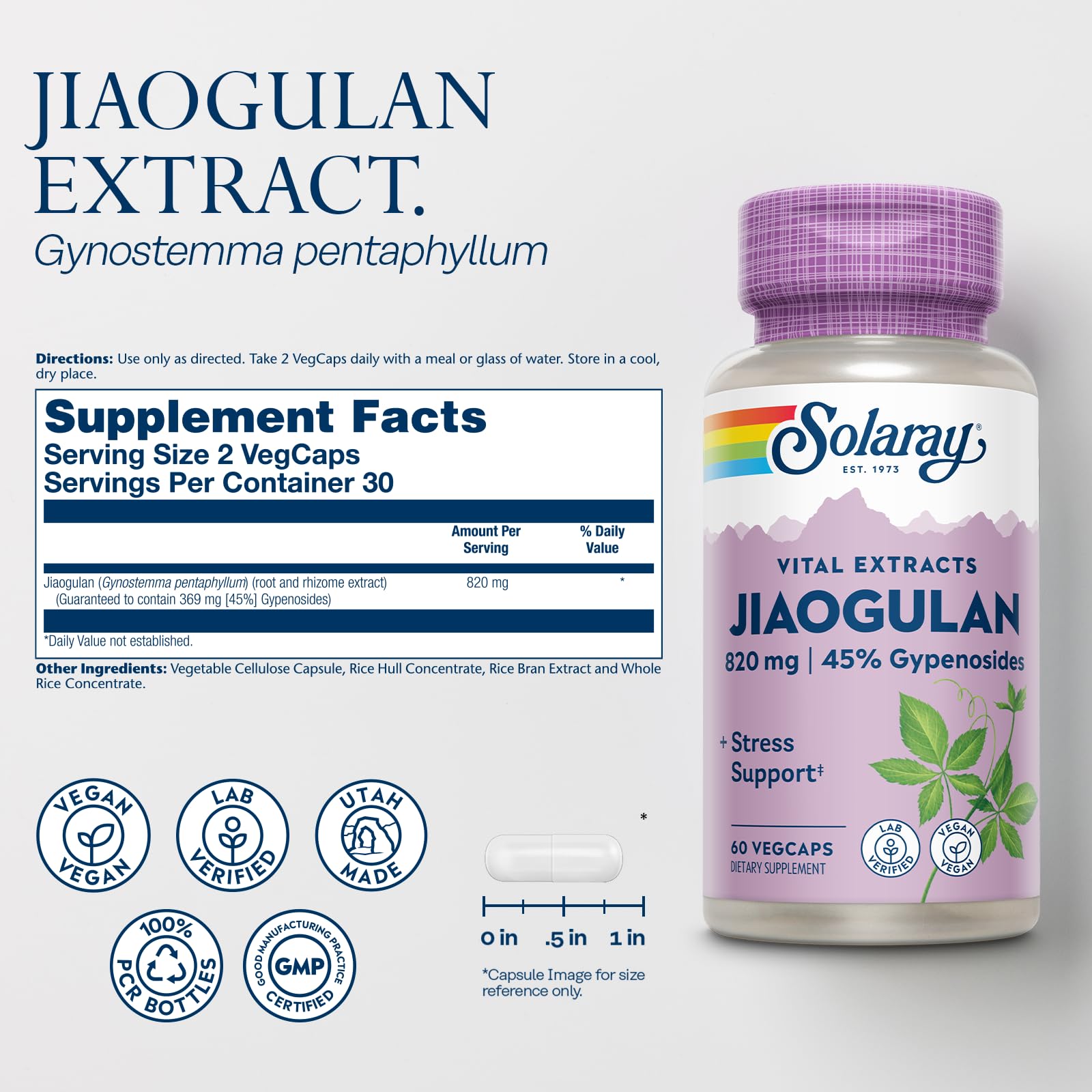 SOLARAY capsules-veganes-jiaogulan facilitant une routine pratique et éthique.
