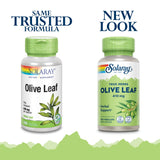 SOLARAY capules-feuille-d-olive-410mg, emballage vert, mode de vie végétalien.
