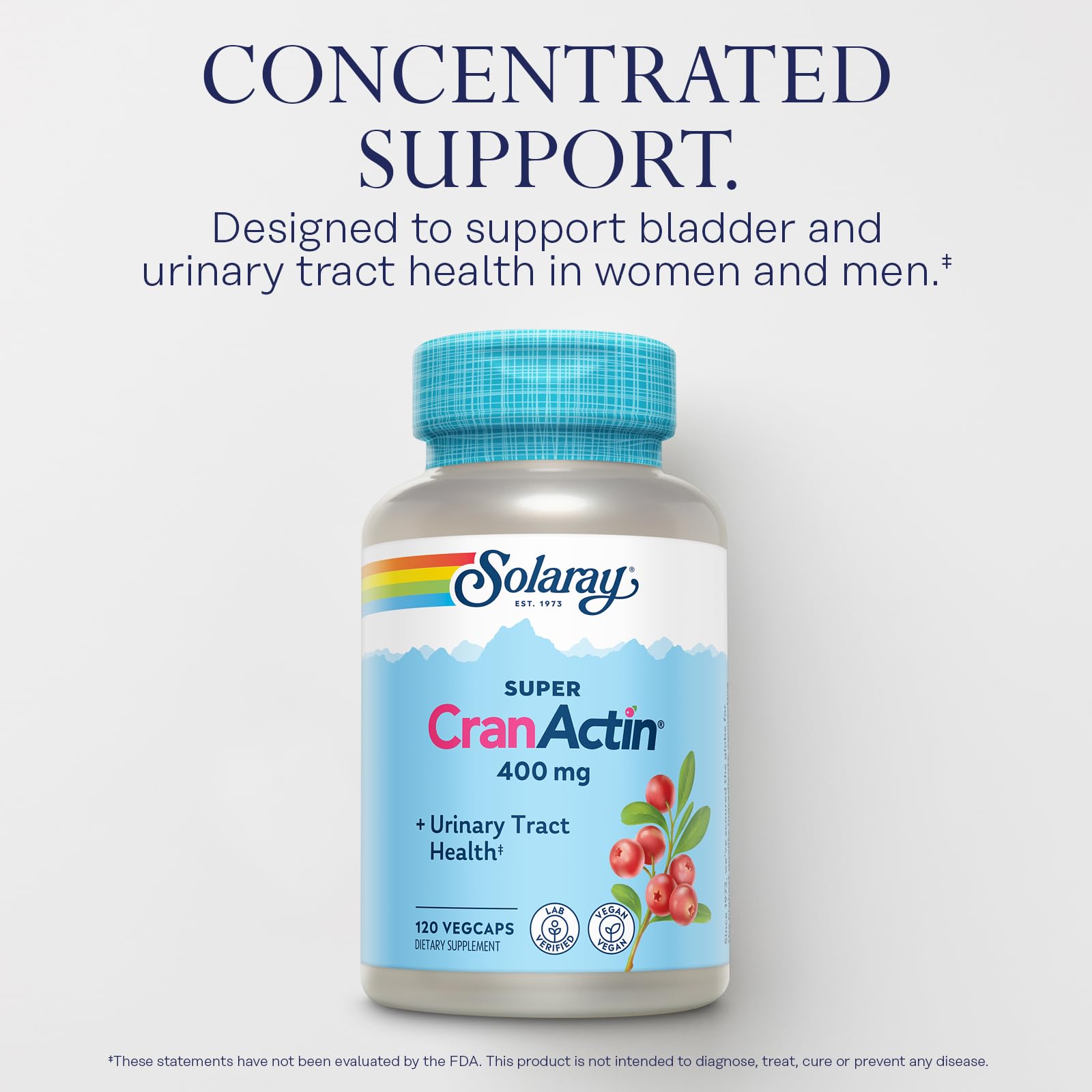SOLARAY CranActin: vitamines C, E et B pour un soutien antioxydant.