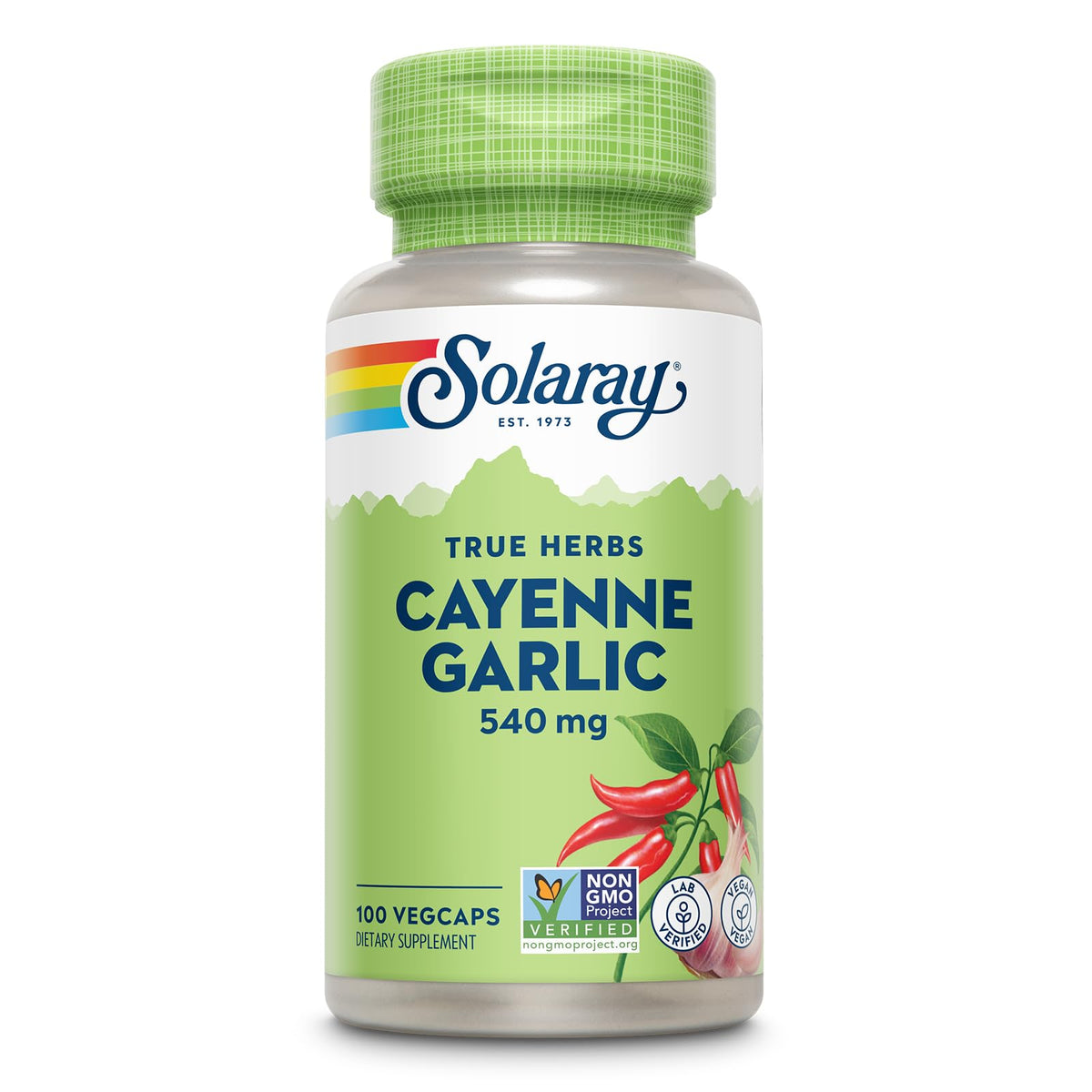 SOLARAY Cayenne Garlic 540 mg — bouteille affichée pour soutien potentiel au quotidien