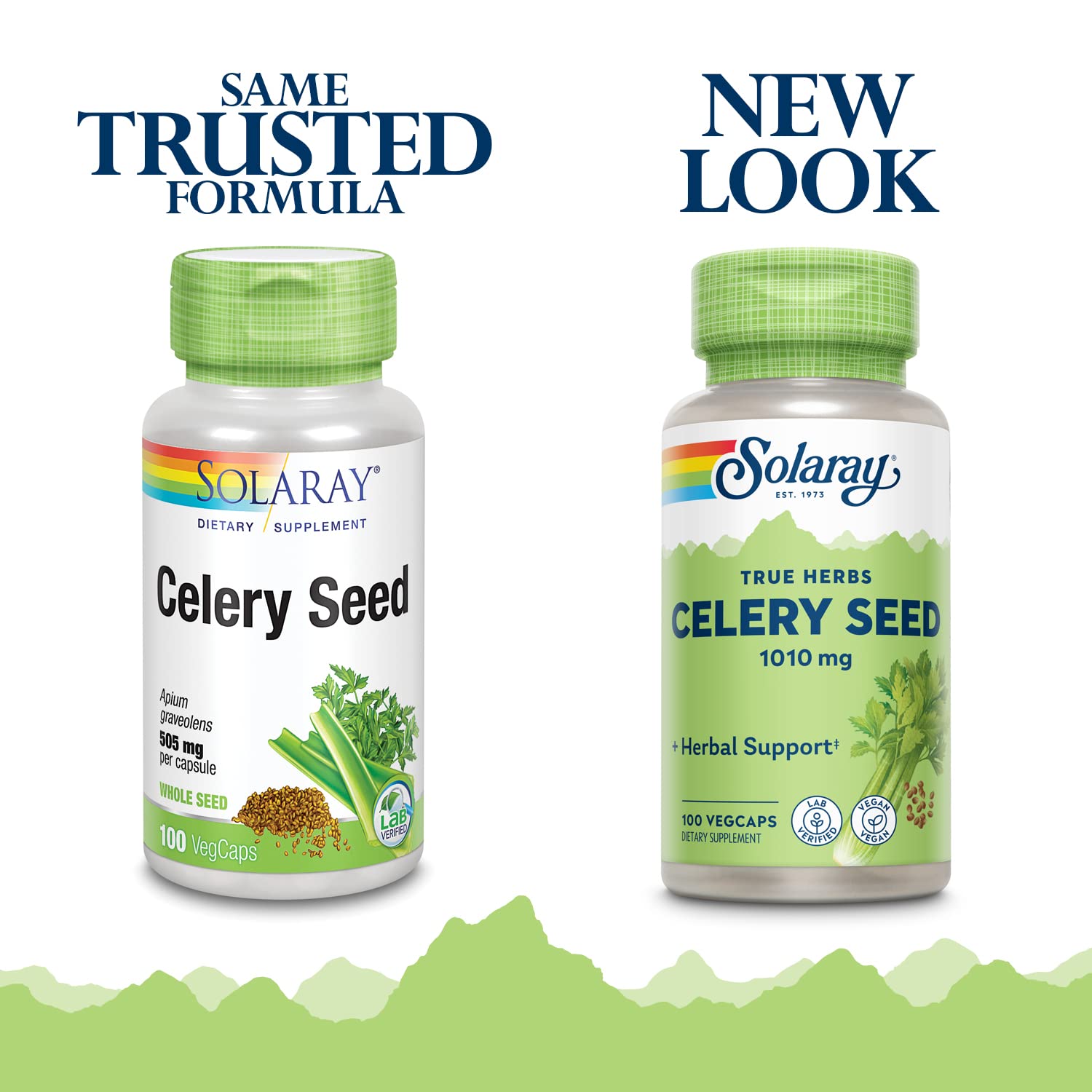 SOLARAY Céleri Seed – capsules rapprochées avec phyto-composés naturels