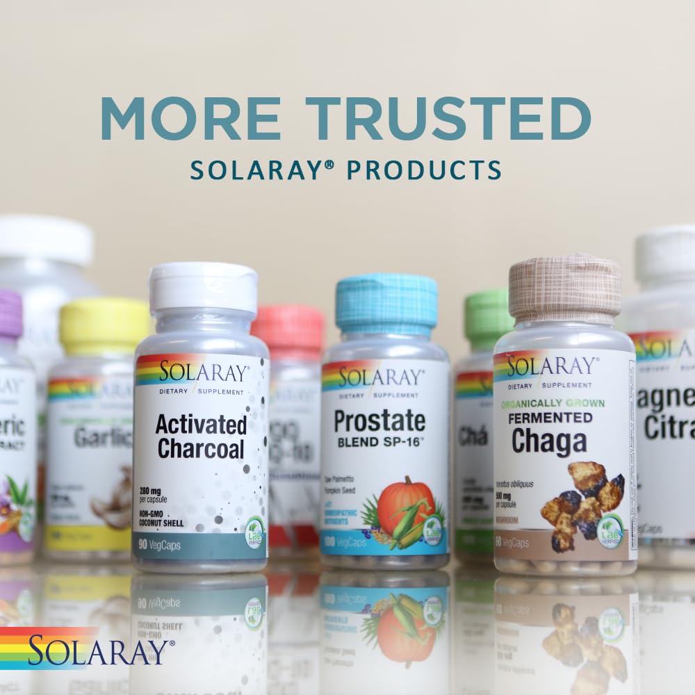 SOLARAY charbon activé coco poudre pour soutien digestif, utilisation simple