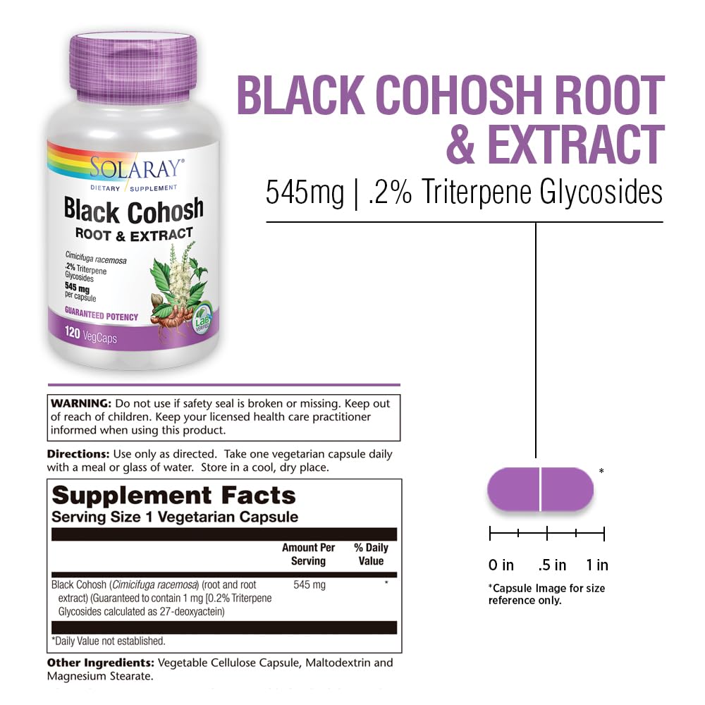 SOLARAY Cohosh noir – Racine en poudre, utilisation naturelle et polyvalente