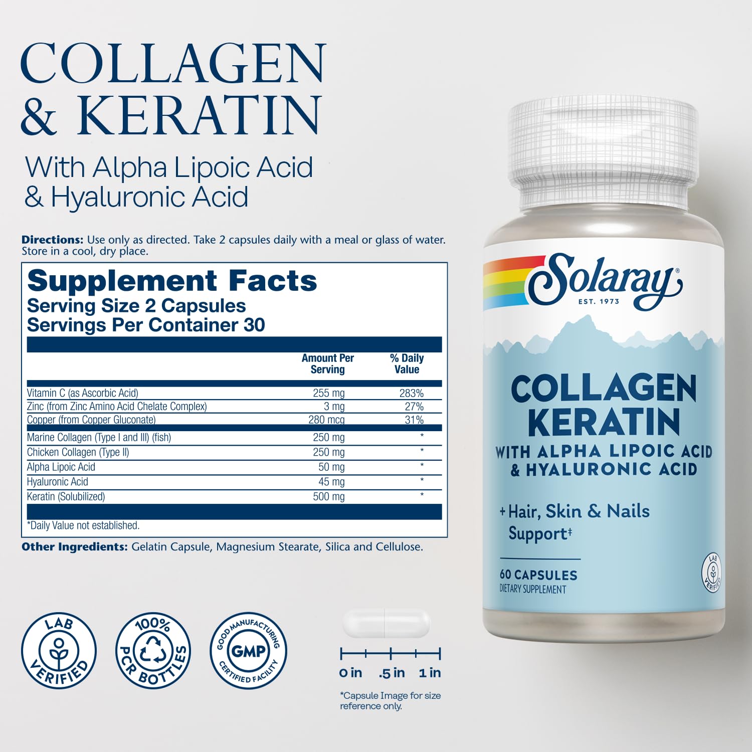 SOLARAY Collagen Keratin articulations soutenues et mobilité améliorée.