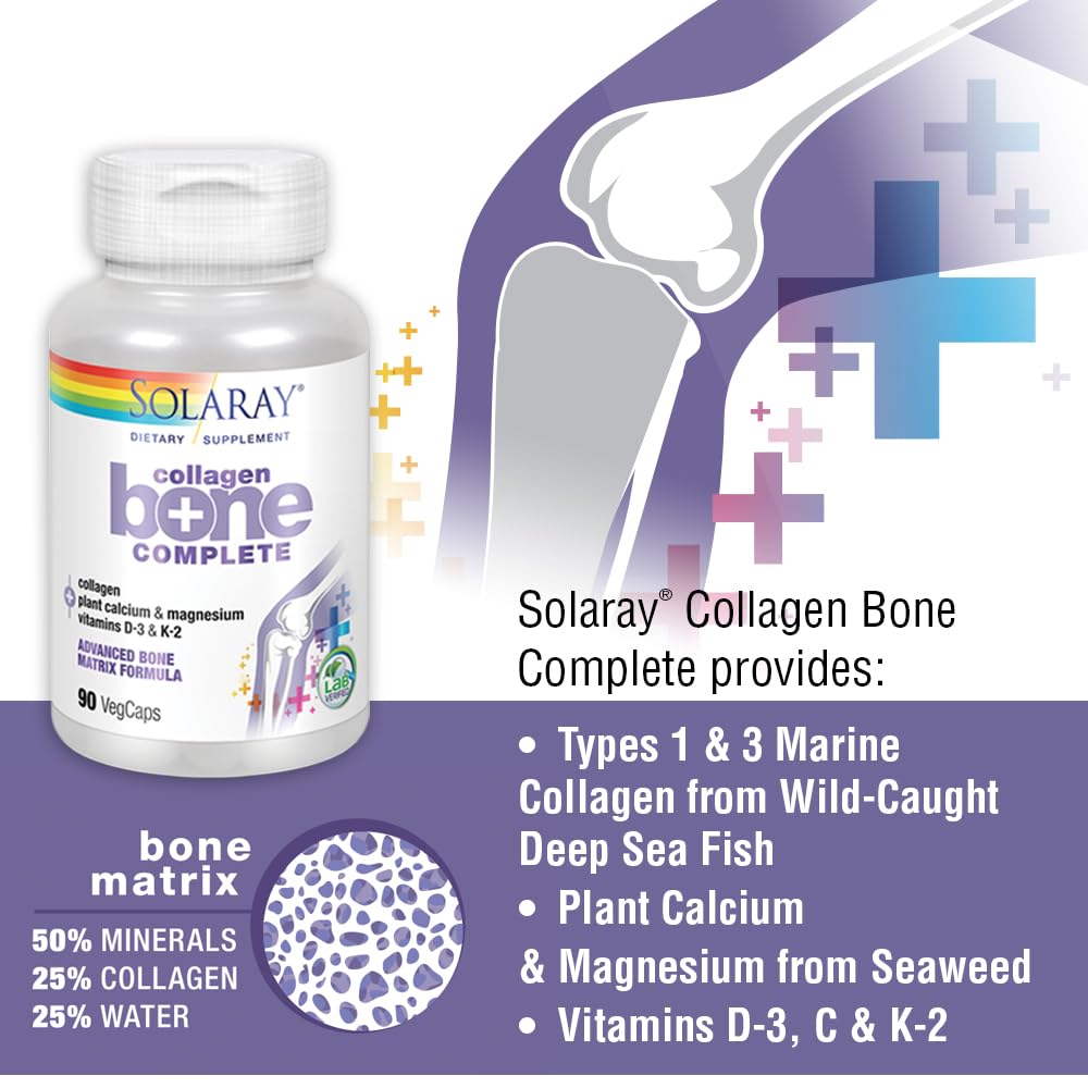 SOLARAY Collagene Os Complet: collagène marin types 1 et 3, soutien tissu conjonctif potentiel.