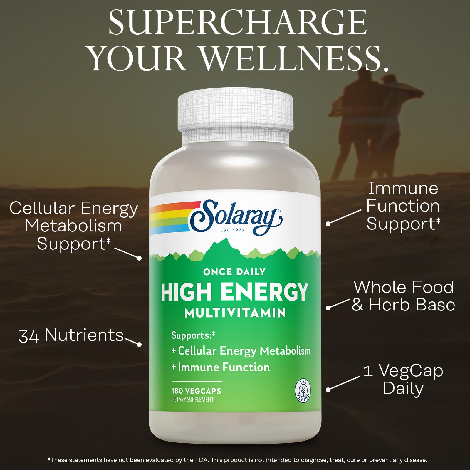 SOLARAY formule avec vitamines, minéraux et base herbacée pour le bien-être.