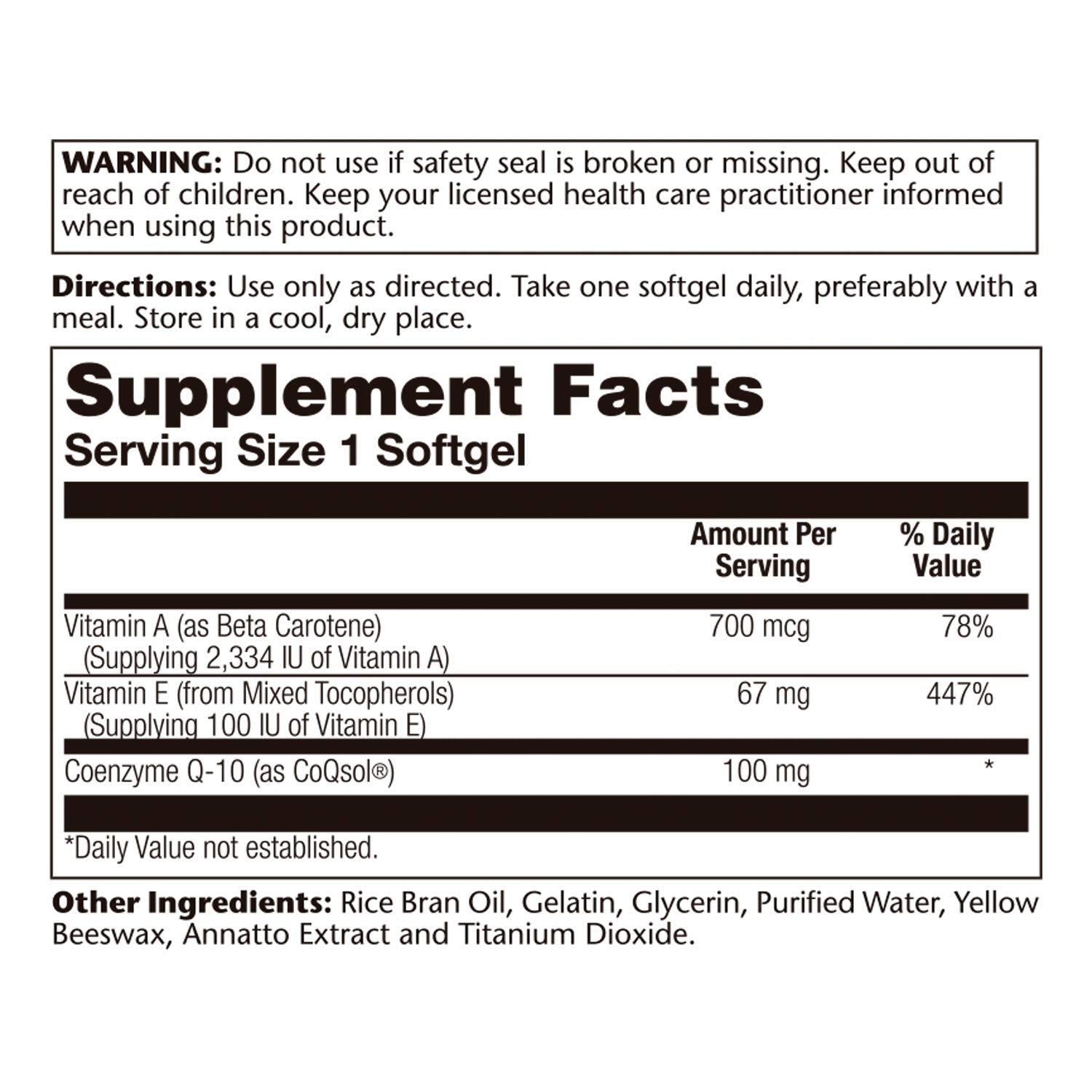 SOLARAY CoQ-10 Bio 100 mg – capsules faciles à avaler favorisant l’énergie.