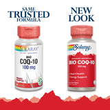SOLARAY CoQ-10 Bio 100 mg – étiquette montrant l’absorption améliorée.