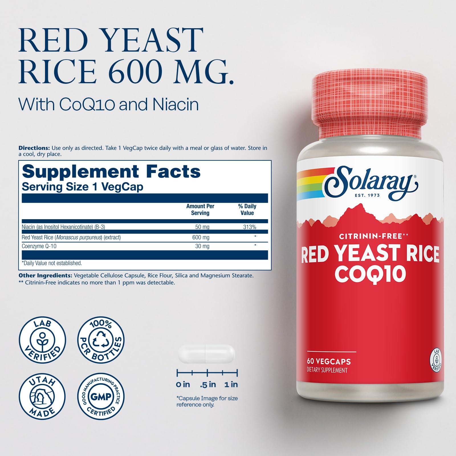SOLARAY CoQ10 et Niacine dans la formule, accompagnement du cœur.
