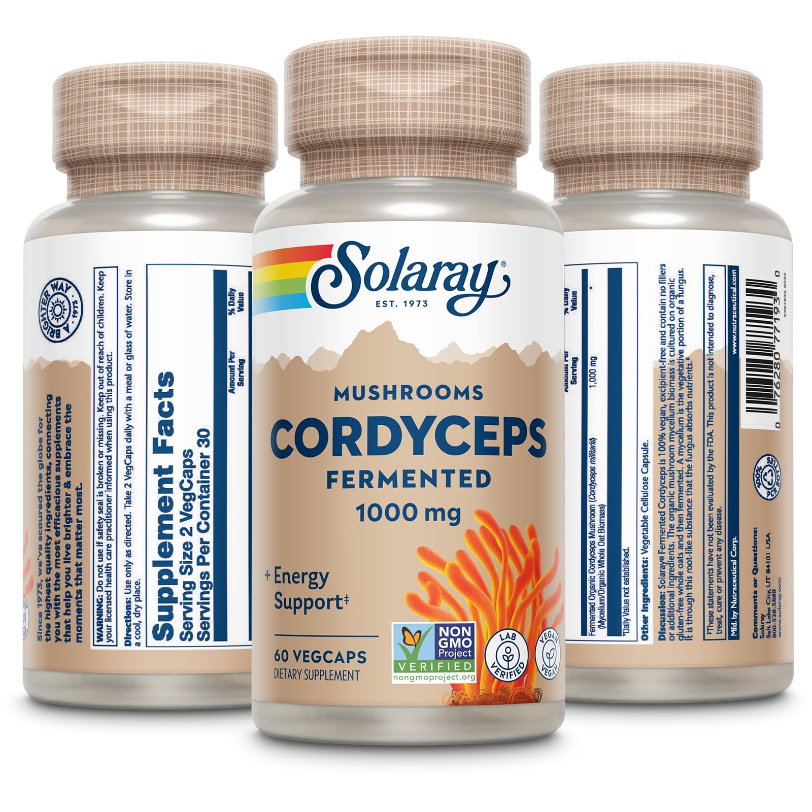 SOLARAY Cordyceps fermenté - capsules véganes, absorption améliorée