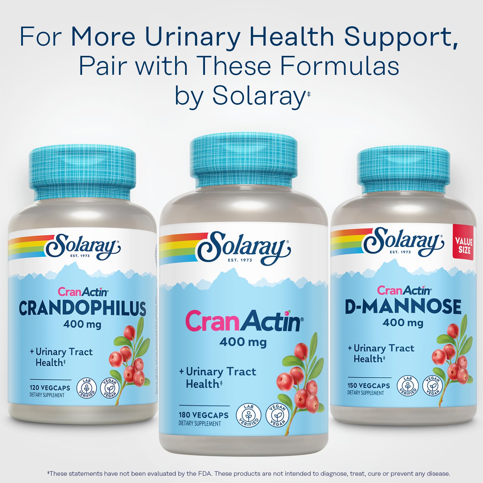 SOLARAY Cranactin – dosage quotidien recommandé sur l’étiquette pour planification.
