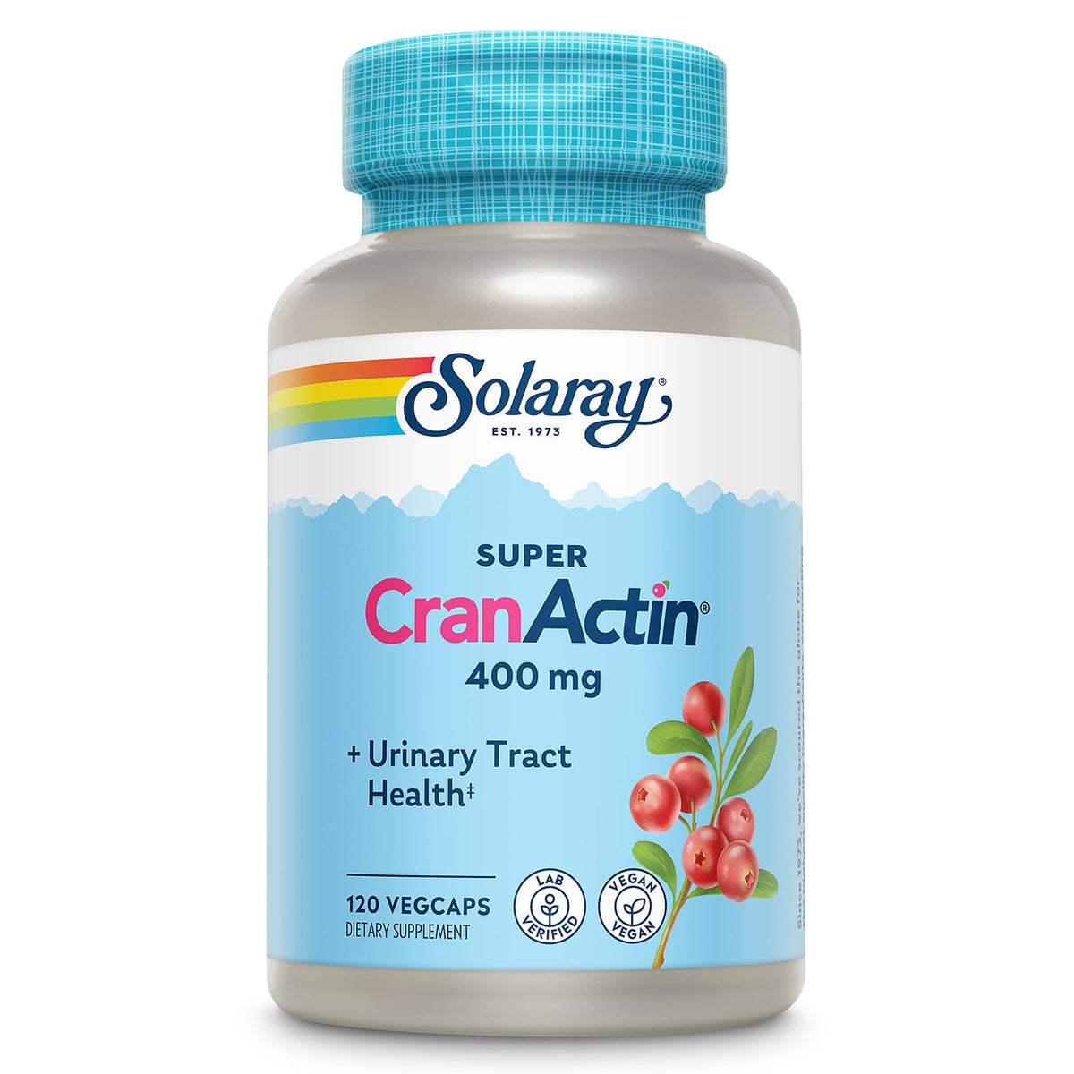 SOLARAY CranActin, bouteille de complément, idéale pour une routine urinaire quotidienne.