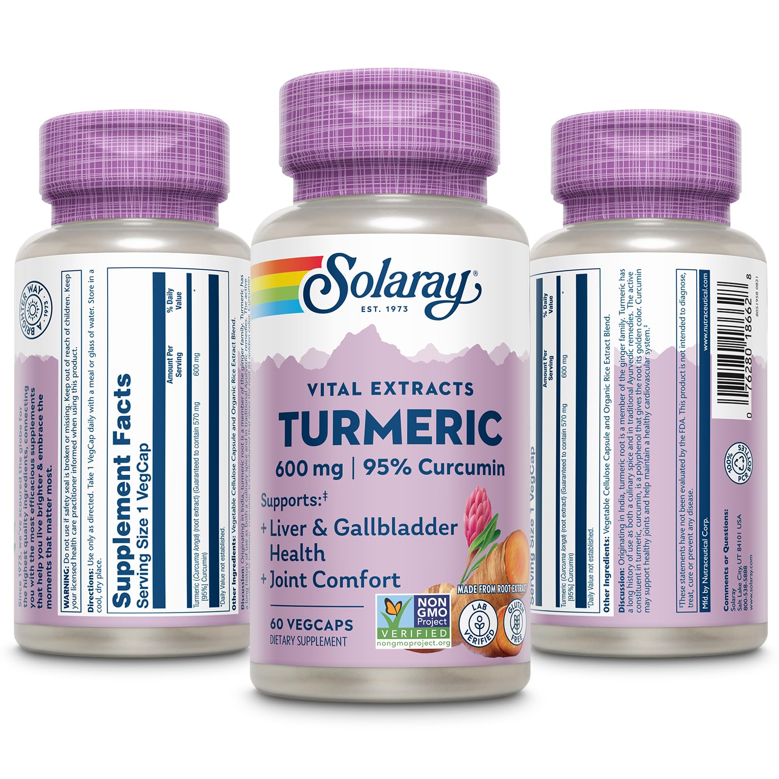 SOLARAY Curcuma 600 mg – fabrication avec contrôles qualité en laboratoire interne.
