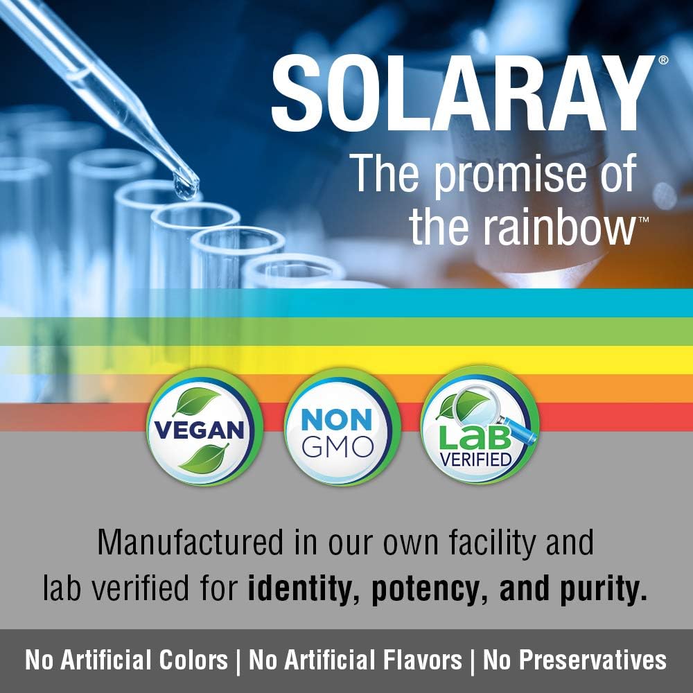 Ingrédients SOLARAY D-Mannose avec CranActin affichés clairement sur l'emballage.