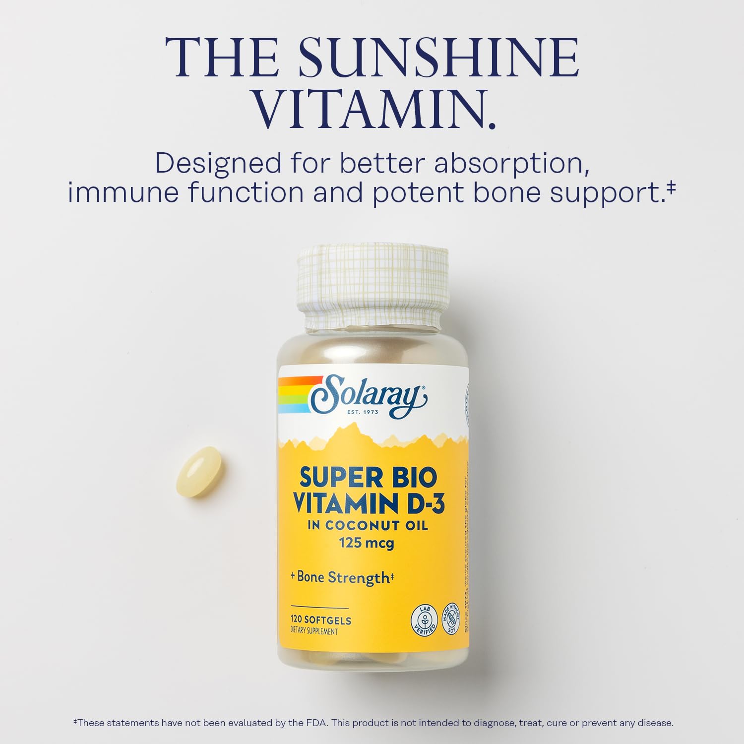 SOLARAY D3 et huile de coco, favorise une absorption efficace.